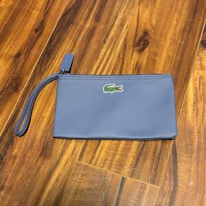 Lacoste Slate Blue Wristlet Pouch with Crocodile Patch